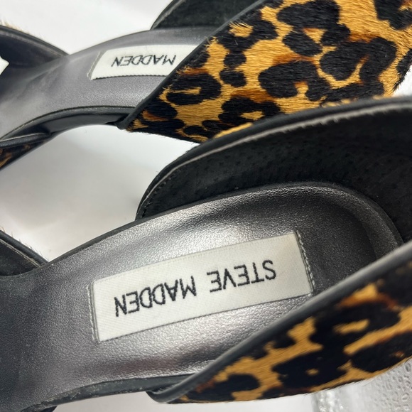 Steve Madden Leopard Print Pony Hair Heels Size 7.5 Pointed Toe With Embellish - Picture 6 of 11